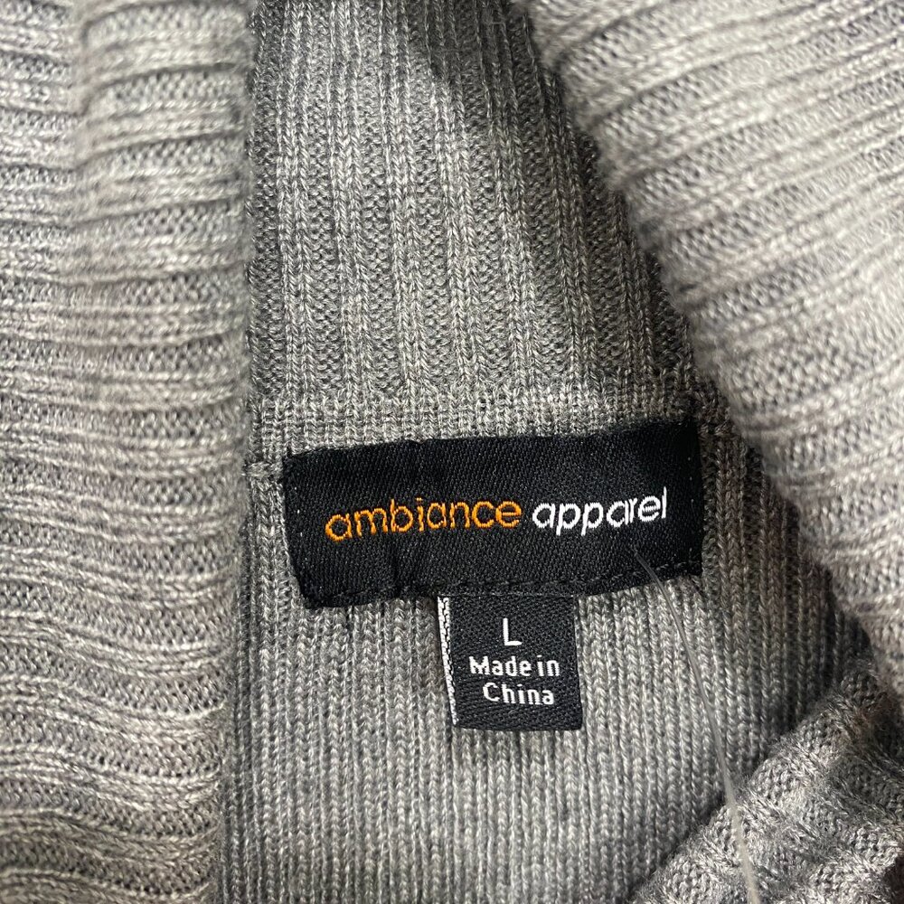 Ambiance Apparel Grey Ribbed Turtleneck Sweater Large - Picture 5 of 5